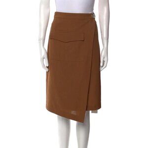 Nomia Knee-Length Camel Wrap Screen Skirt